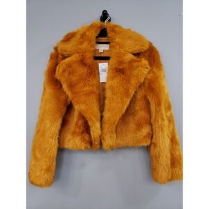 NEW Michael Kors Faux Fur Selena Gomez Mabel's Orange Fur Jacket-Coat Mob Boss